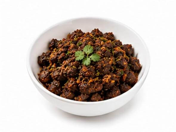 Beef Roast dark semi dry pepper onions classic Kerala