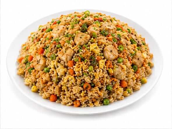 Chicken Fried Rice classic Indo Chinese shredded chicken