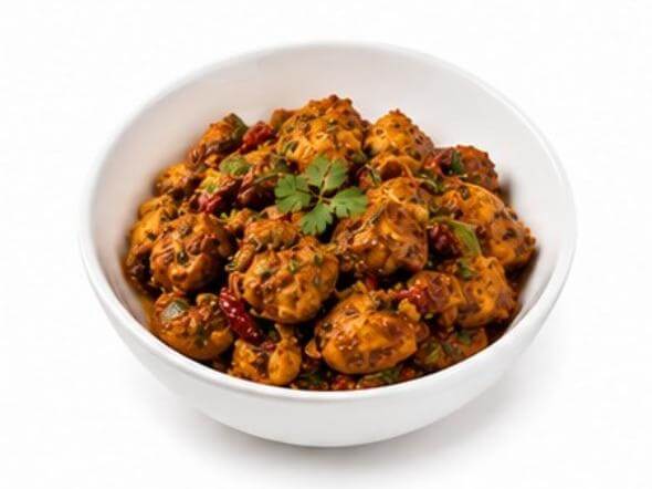 Chicken Kondattam crispy fried fiery red chili sauce