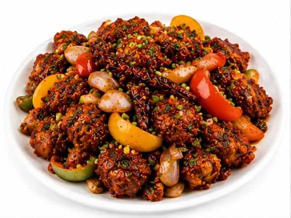 Dragon Chicken fiery Indo Chinese dark soy garlic