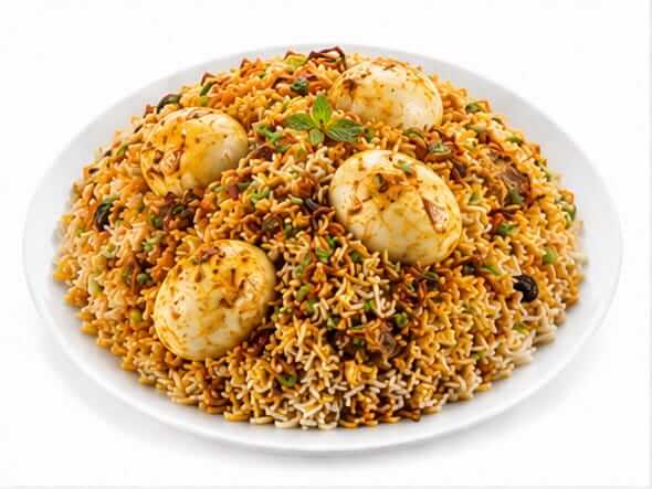 Egg Biriyani fragrant rice boiled eggs masala base