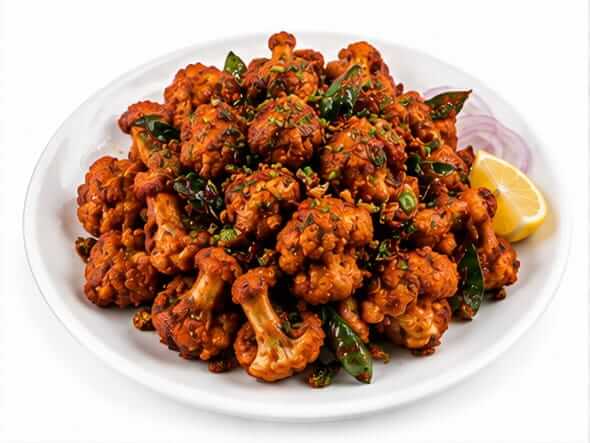 Gobi 65 crispy fried cauliflower spicy aromatic sauce