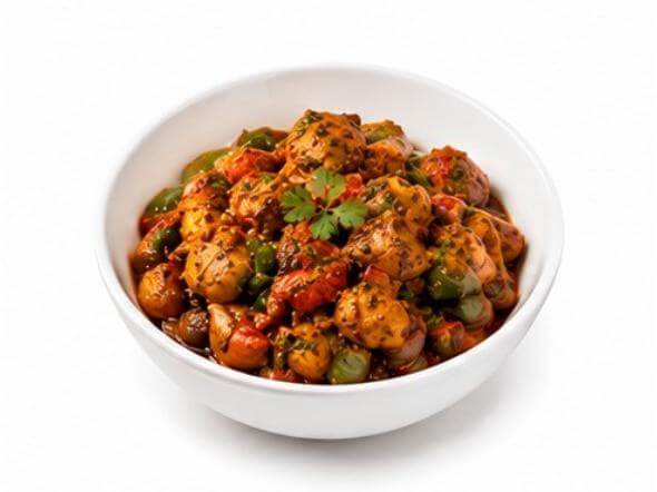 Kadai Chicken wok tossed bell peppers crushed coriander