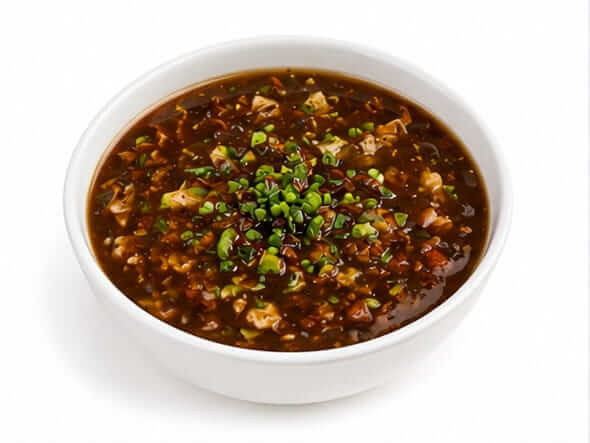 Manchow Soup spicy Asian broth with crispy noodles