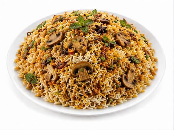 Mushroom Fried Rice light savory stir fried button mushrooms