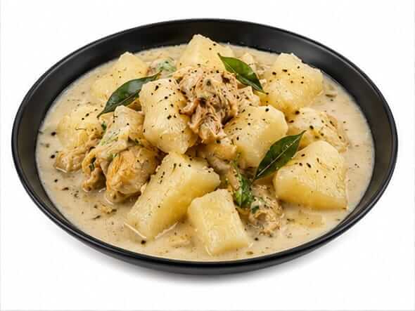 Paal Kappa Chicken smooth mashed tapioca rich aromatic roast