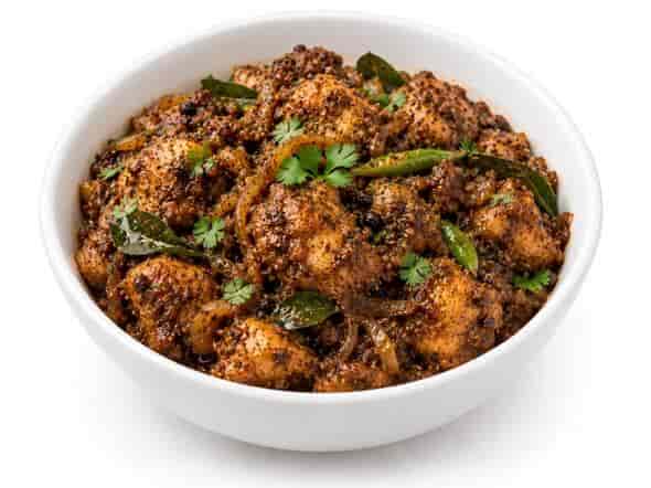 Pepper Chicken Masala thick flavor packed coating tender crushed