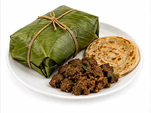 Pothi Porotta Beef traditional parcel packing roast flatbread