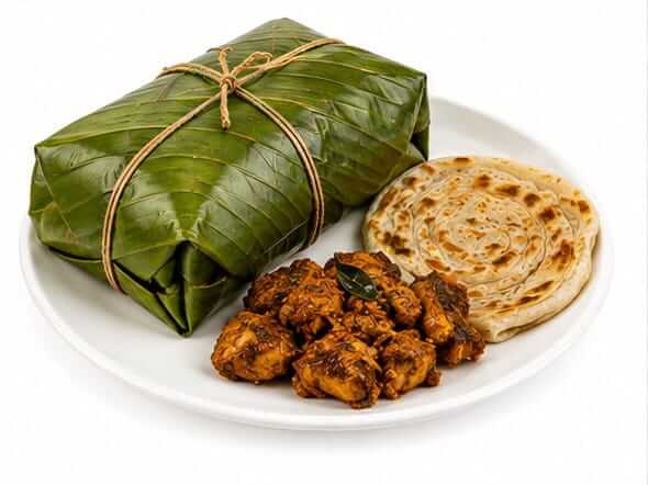 Pothi Porotta Chicken classic folded leaf parcel sealing flavors