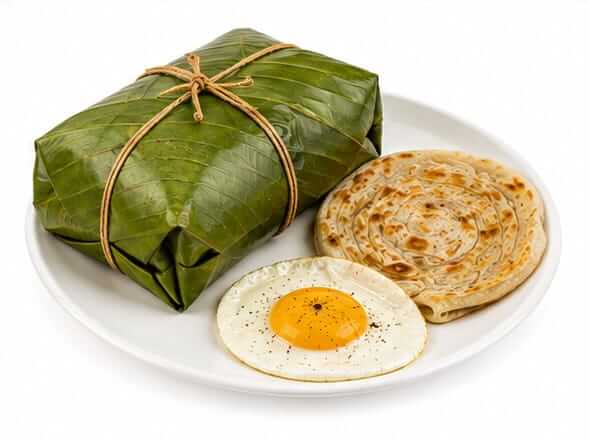 Pothi Porotta Egg simple delicious leaf wrapped savory curry