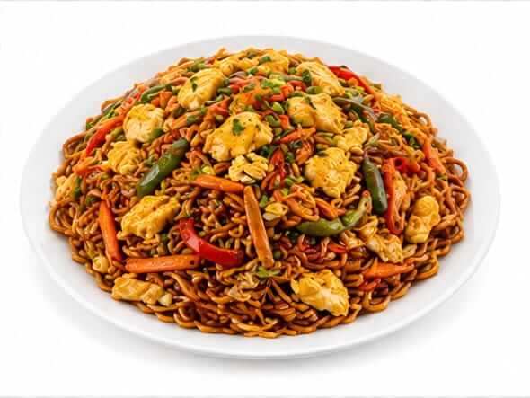 Schezwan Egg Noodles fiery intertwined scrambled robust flavor