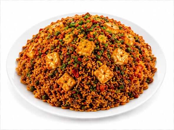 Schezwan Paneer Fried Rice spicy balanced soft mild cubes