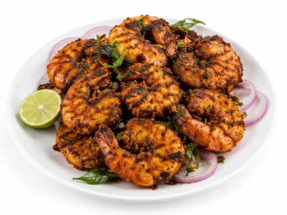 Tawa Fried Prawns succulent coastal spice seared seafood