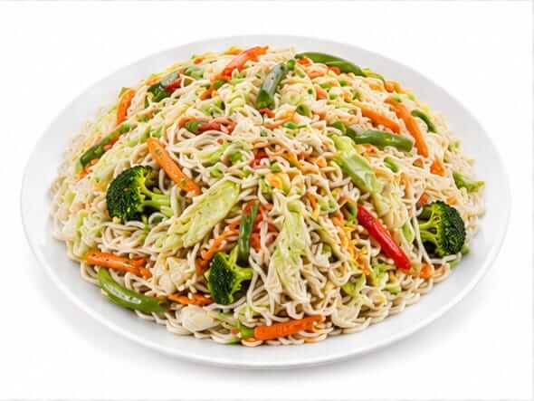 Veg Noodles soft stir fried crunchy cabbage carrots soy